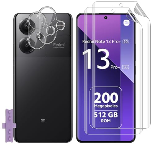 Lutree para Xiaomi Redmi Note 13 Pro Plus 5G/ Note 13 Pro+ 5G Protector de Pantalla, 2+2 Piezas TPU Película + Cristal Templado Protector de Lente de Cámara, Anti-Arañazos HD Película Protectora
