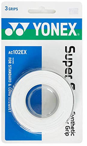 Yonex Super GRAP Set med 3 självhäftande band för tennisracketar, vit, 25 x 1200 x 0,6 mm