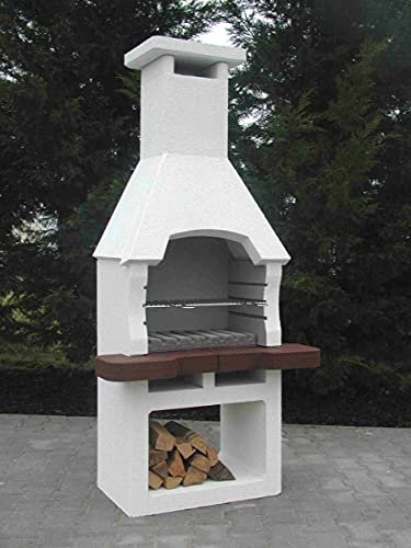 Grillspis, trädgårdskamin, grillgaller nr.9 inkl. höjdjusterbart grillgaller förkromat 55 x 35 cm och hög temperatursilikon, träbränning upp till 2 kg. 195 x 93 x 60 cm/300 kg
