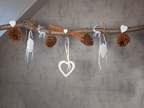 AST aus Buchenholz zum Aufhängen herbstlich Zapfig, ca 118 cm lang