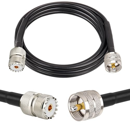 MOOKEERF PL-259 UHF CB Coax Cable - 3FT, RG58 PL-259 UHF Male to Female Low Loss Antenna Extension Jumper for HAM Radio, Antenna Analyzer, Dummy Load, SWR Meter