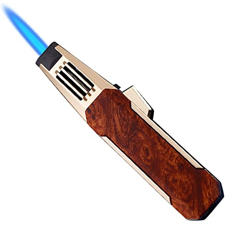 JOBON Solar Beam Torch - the Hottest Torch on Earth, Turbine Torcher, Adjustable Lockable Firepower Butane Refillable Jet Flame Lighter (Gas Not Included) (Brown with Gold)