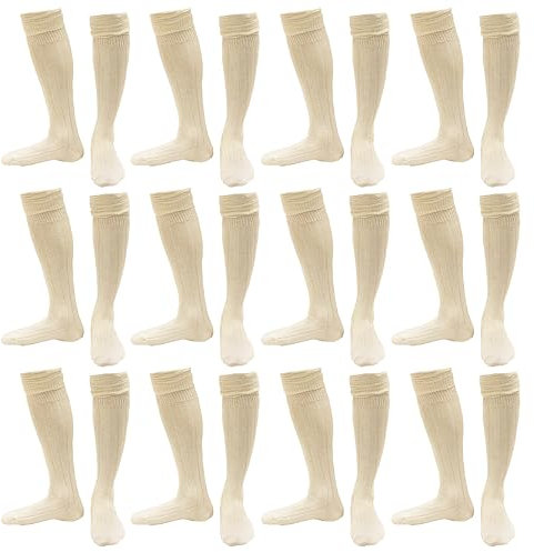 Mens Bavarian Socks - 6 Pairs - Wool Blend German Lederhosen Cream Kilt Socks Fancy Dress Scottish Highlander - UK 6-15