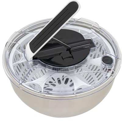Salad Spinner, 3.5L Stainless Steel Round Salad Spinner, Lettuce Spinner Fruits Vegetable Washer Dryer for Cleaning, Draining, Storing Vegetables & Fruits,Quick Brake,Easy Cleaning,28 * 15.5cm
