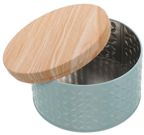 HOODANCOS Latas Redondas Para Galletas Con Tapas De Madera Bote De Té De Hojalata Tarro De Galletas De Metal Lata Vacía Para Joyería Caja De Almacenamiento De Alimentos Lata Para
