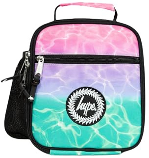 hype Unisex Lunch Box, Pink Purple and Teal Pastel Pool | Insulated unisex school meal bag with 3 compartments, bottle holder, thermal lining, grab handle and wipe-clean fabric