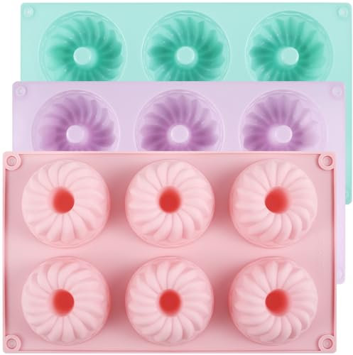 3 Stcs Savarin Kuchenform Set Silikon Backform 6 Hohlraum Backwanne geriffelte Röhrchen -Kuchenpfanne Nicht -Stall -Cupcake -Form BPA kostenlos Backschale wiederverwendbares Backkuchenform für Cupcake