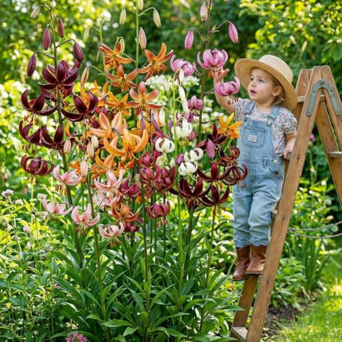 FLORIUM - 10x Martagon Lilien Zwiebeln Kollektion, (10 Zwiebeln) 5 duftend Sorten, Exklusive blumenzwiebeln mehrjährig winterhart mischung aus Holland für Garten, Töpfe (große knollen, kein Samen)