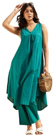 FABNEX Ensemble Kurta pour femme | Kurta pour femme | Ensembles Kurta pour femme | Ensemble pantalon Kurta pour femme | Ensemble pantalon Kurta pour femme (K-112-114), Vert, XL