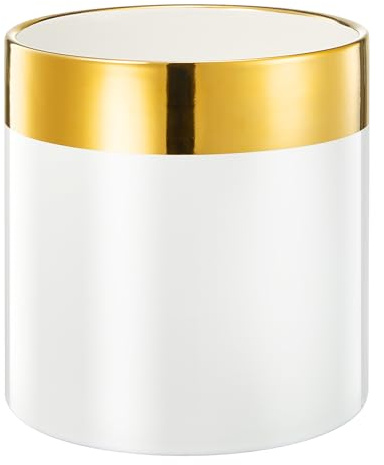 whisprarity Modern Ceramic Kitchen Utensil Holder - White with Gold Rim with Non-Slip Base - Elegant Caddy for Cooking Tools and Serveware