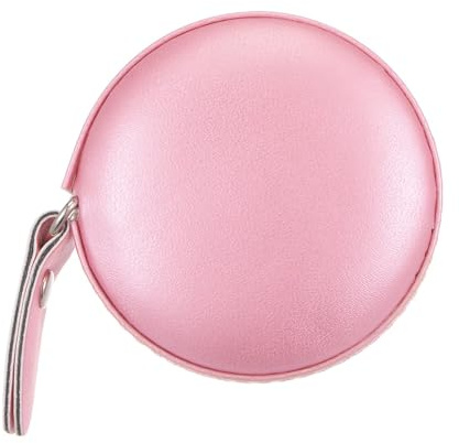 1 Pcs Round Retractable Measuring Tape 150 cm/60 inch Soft Leather Case Tailors Tape Measure Pocket Size for Body, Fabric, Sewing Measurements - Pink