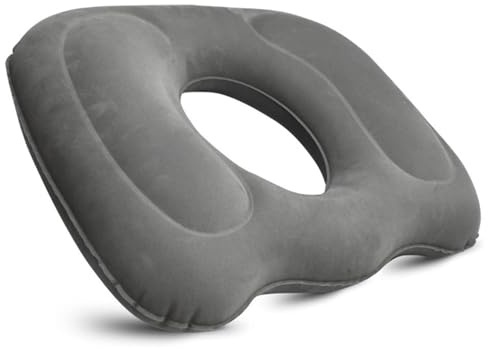 QOTSTEOS Inflatable Donut Pillow for Hemorrhoids, Ring Donut Cushion Inflatable Seat Cushion Pillow Excellent for Bed Sores, Postpartum Pregnancy, Car Seat, Airplane(COLOR:Grey)