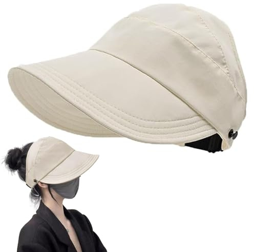 KHDULQ Chapeau Femme Soleil Pliable, Casquette Anti UV, Casquette Visiere Femme, Idéal pour Les Activités de Plein air, Voyage, Plage (Blanc Cassé) (Blanc Cassé)
