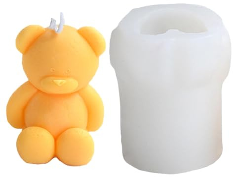Molde de silicona para velas de oso 3D, adorable molde para hacer velas de animales, decoración del hogar, manualidades, fabricación de jabón