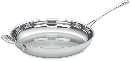 Cuisinart 422-30H Contour Stainless 12 Open Skillet with Helper Handle Cookware, Stainless Steel, Silver