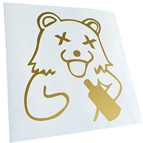 Kiwistar - Autoaufkleber - Gold - 60 x 65 cm - Pedobär Trinker - Heckscheibenaufkleber Auto Aufkleber wetterfest für Kfz LKW Mofa Truck - Sticker außen selbstklebend Tuning Zubehör für Fenster