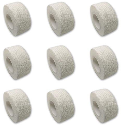 Set di 9 bende per dita | cerotti senza colla – colori assortiti – 2,5 cm x 4,5 m – elastico, idrorepellente, coesivo (bianco)