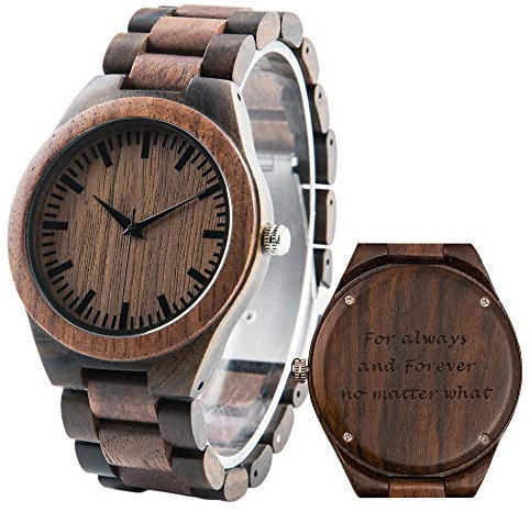 LMWOOD Holz für Männer Holzuhr Armband - Holz Armbanduhr Herren - Bräutigam Trauzeugen Geschenk Holzuhr Eingraviert - Geschenk zum Vatertag