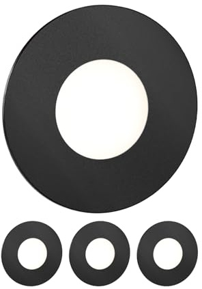 ledscom.de 4 Stück LED Treppenlicht/Wandeinbauleuchte FEX für innen und außen, rund, schwarz, 85mm Ø, kaltweiß