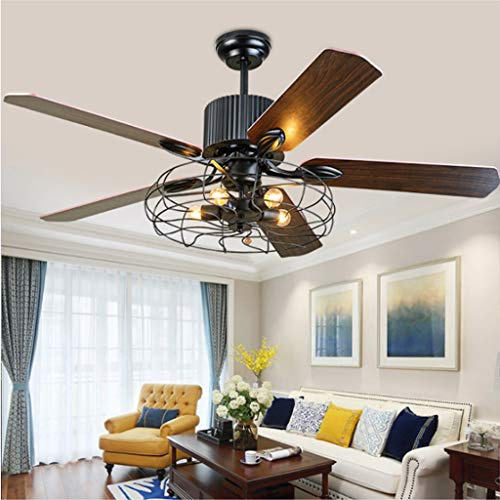 Retro Deckenventilatoren Mit Beleuchtung E27*5 Holzklinge Deckenleuchte Mit Licht Ventilator Deckenlampe 3 Dateien Einstellbare Windgeschwindigkeit Mit Fernbedienung Ultra Leise Esszimmer Wohnzimmer