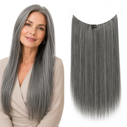CAISHA 50cm Extension Gummiband Haarverlängerung Grau Mix E110