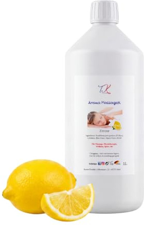 1l Aroma Massageöl - Zitrone für Massage, Physiotherapie, Wellness, Sport in Pharma Qualität