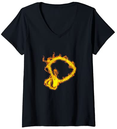 Damen Feuer Soldaten Erkennungsmarke Flammen Heer Armee Soldat T-Shirt mit V-Ausschnitt