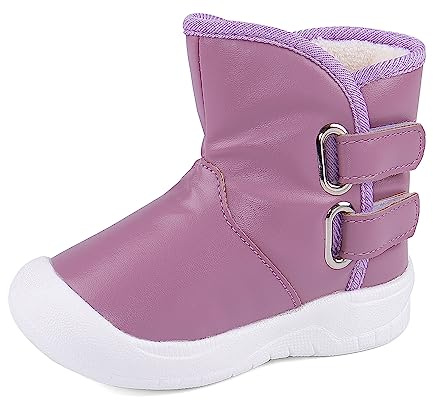 LACOFIA Småbarn, baby, pojkar, flickor, halkfri gummisula, vattentät, vinter, snöstövlar, C-violett, 21/22 EU