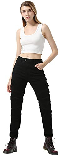 HAIFEI Damen Motorradhose Jeans,Damen Cargo Hose,Motorrad-Jeans Für Damen,mit Protektoren,Bruchsichere Rennhose (AW01,M)