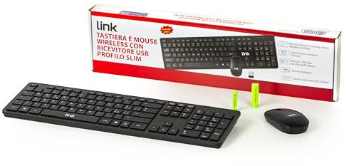 LINK LKTAST13 Kit Tastiera Italiana E Mouse Wireless, Nero