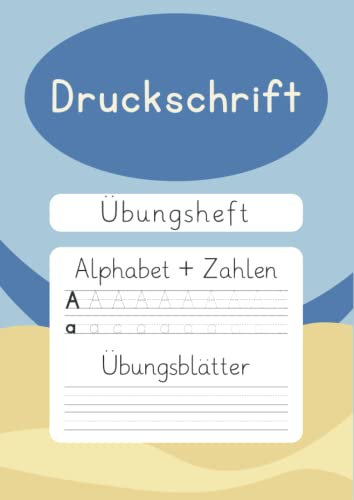 Druckschrift Übungsheft: Groß- und Kleinbuchstaben | Blanko Übungsseiten | 137 Seiten