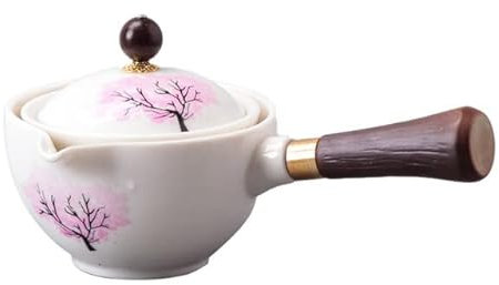 LUNYY Portable Chinese Gongfu Kung Fu Tea Set 360 Rotating Teapot Ceramic Tea Maker Infuser Semi-Automatic Teaware for Home Office