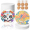 Ceramic Tiles for Crafts, GOH DODD 24 Pack Unglazed Blank Coasters Paint Your Own Coasters with 24 Cork Backings for Alcohol Ink, Painting, Acrylic Pouring, Art Projects, Round, 4 Inch