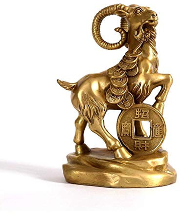 Samnuerly Ornamente aus reinem Kupfer, Schaf-Statue, die auf Barren läuft, Handwerk, Wohnaccessoires, Einrichtungsgeschenke, Segensgeschenk