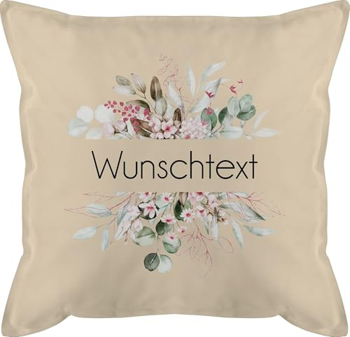 Kissen 50x50 - Aufdruck selbst gestalten - Wunschtext I Geschenk personalisiert I Geschenk Weihnachten - 50 x 50 cm - Beige Natur - Personalisieren Lassen nur beschriften muttertagskissen