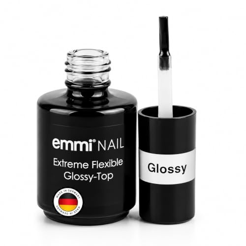 Emmi Nail Extreme Flexible Glossy-Top Versiegelungsgel 14ml | Hochglanz, Top Coat Gel UV, Mittelviskos, Flexibel, kratzfest & vegan, Kein Aufplatzen