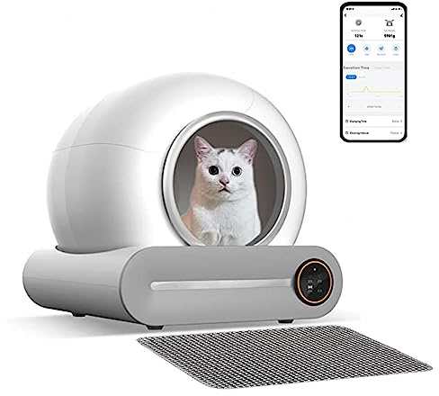 XDLYWUZIQ Automatische Selbstreinigende Katzentoilette, App-Steuerung/Ionischer Desodorierer, Selbstreinigende Katzentoilette, 9-Liter-Abfallbehälter, Automatische Katzentoilette Mit Doppelsensor