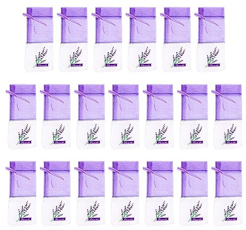 Rumyve Lavender Sachets - 20 Pack Sachets for Closet, Drawer, and Travel, Purple Scented Pouches, 16.5 x 7 cm, 2211-90A