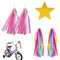 Serpentinas para Manillar,Bicicleta Manillar Cintas,niños Serpentinas para de Scooter,Accesorios para Bicicletas para niñas y niños 2pc,con Pegatinas Reflectantes 1pc (1, Rosado+Coloreado)