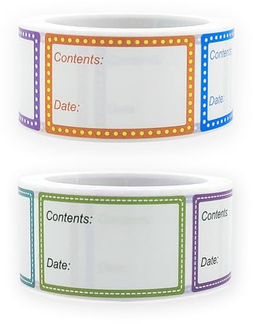 CORTNEY 2 Rollos 1000 Piezas Etiquetas Adhesivas para Congelador de Alimentos, 2.5 x 4 cm Autoadhesivo Etiquetas de Fecha Fáciles de Despegar, para Tarros, Cocina, Oficina y Catering