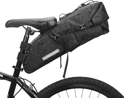 Niwugady Fahrrad-Hecktasche, 16 l, großes Fassungsvermögen, wasserabweisend, für den Rücksitz, Satteltasche für Rennrad, MTB, Fahrausrüstung, Schwarz