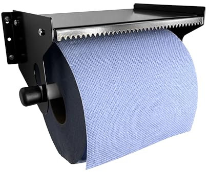 TR Home Solutions Portarotolo e portarotolo blu – Dispenser da parete in acciaio spazzolato nero – Supporto in metallo resistente per cucina, garage, officina o ristorante