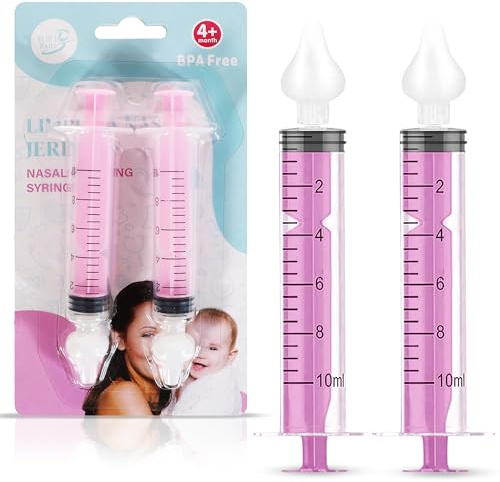 Bluet B Baby - 2Uds Jeringa Lavado Nasal Bebes Silicona - Aspirador Nasal Saca Mocos para Bebes - Limpiador Nasal Bebe - Succionador Descongestionante Nasal 10ml - Reutilizable - Rosa