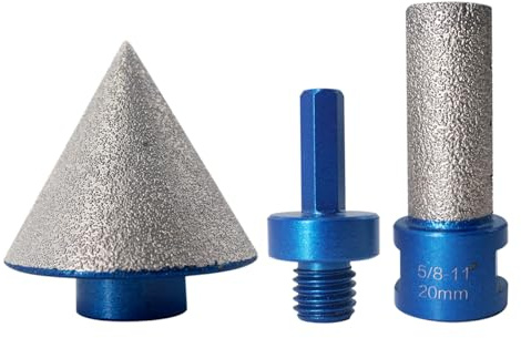 3Pcs 2 Diamond Beveling Chamfer Bits with 5/8-11 Thread Adapter 4/5 Diamond Finger Milling Bits Straight Cutter for Existing Holes Enlarging Shaping Trimming in Tile Marble Glass Granite Ceramic