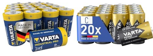 VARTA Industrial Pro D Mono Alkaline Batteries LR20-20-pack, Made in Germany & Power on Demand C Baby Batteries (20-pack, economy pack - smart, flexible and powerful