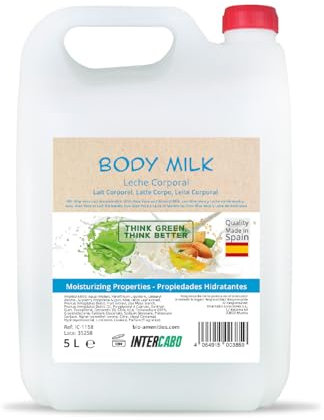 Intercabo - Body Milk con Aloe Vera e Latte di Mandorle – caraffa da 5 litri – emulsione idratante per corpo – uso professionale per hotel, spa, centri benessere – idratazione quotidiana