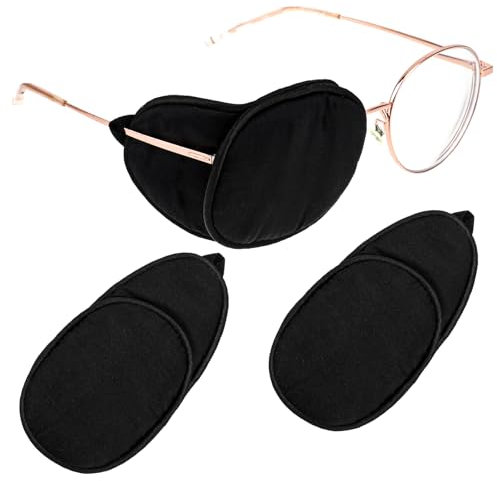 2 Pcs Eye Patches for Adults Kids Soft Glasses Eyepatch Left Right Lazy Eyes Bandage Blackout Cover for Amblyopia Strabismus After Cataract Women Men