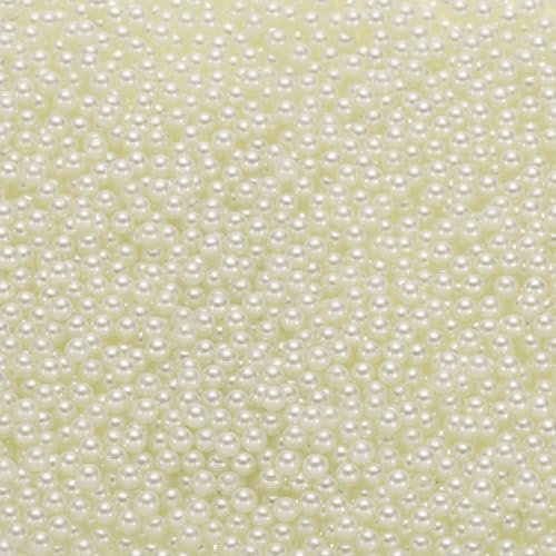 QUARKZMAN 5000pz Perle Finte Lavorazione 4mm Senza Foro Perle Rotondo ABS per Riempitivi Vaso Realizzazione Gioielli Riempitivo Scatole Cosmetiche Spargimento Tavolo Decorazione Casa Beige