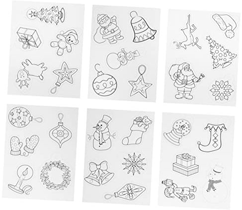 SEWACC 5sätze Weihnachtliche Schrumpffolien Teiliges Für -bastelprojekte Selbstklebend Mit Cartoon-mustern Für Schlüsselanhänger Und Schmuckgestaltung