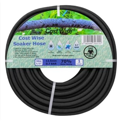 50 Meters Porous Soaker Hose Pipe with Connector - 164 Feet Rubber Slow Drip Garden Irrigation Hose Pipe